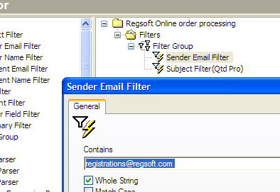 Sender email filter